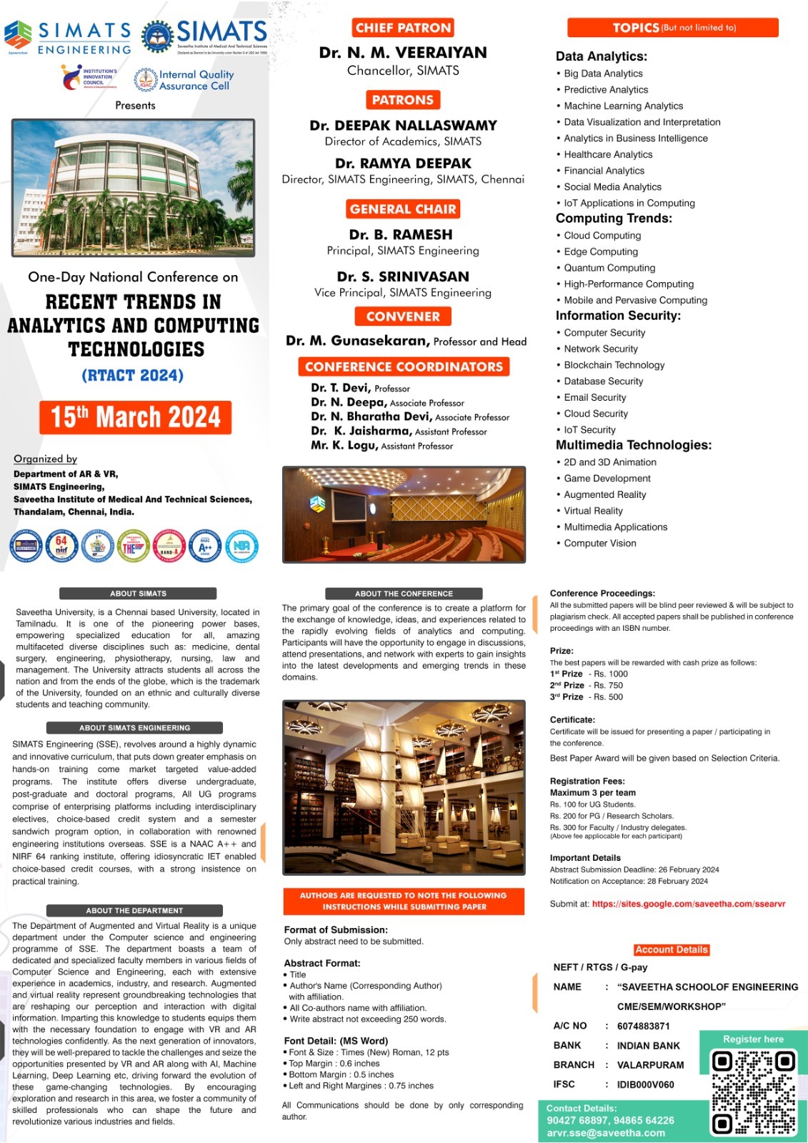 National Conference on "Recent Trends in Analytics and Computing Technologies” (RTACT-2024)